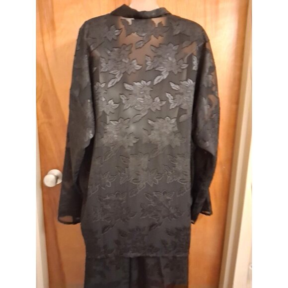 Victorias Secret Gold Label Womens Black Floral Sheer Pajamas Set XL Vintage - Picture 7 of 8